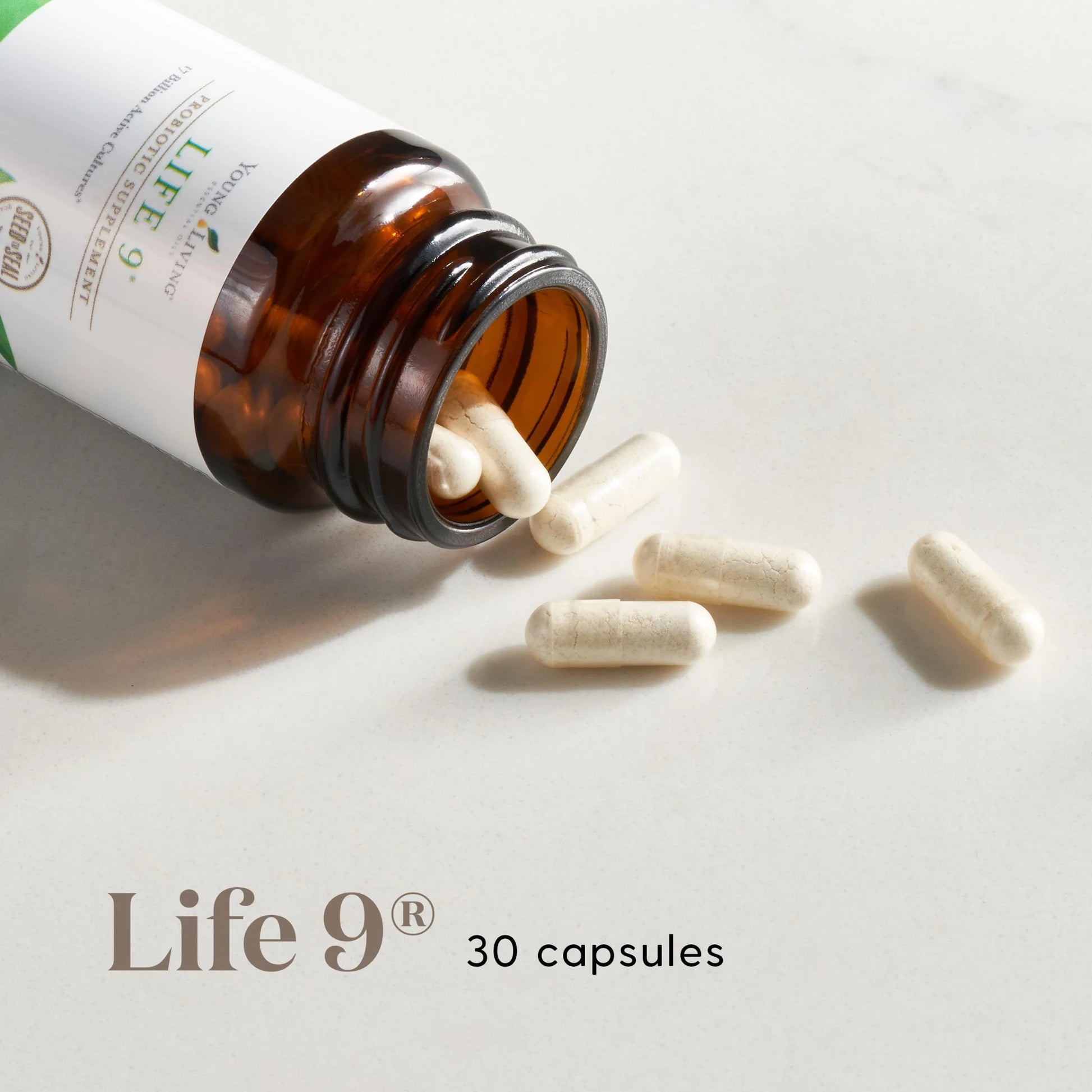 Life 9 capsules voor ondersteuning van darmflora, spijsvertering en vetverbranding – met 17 miljard culturen.