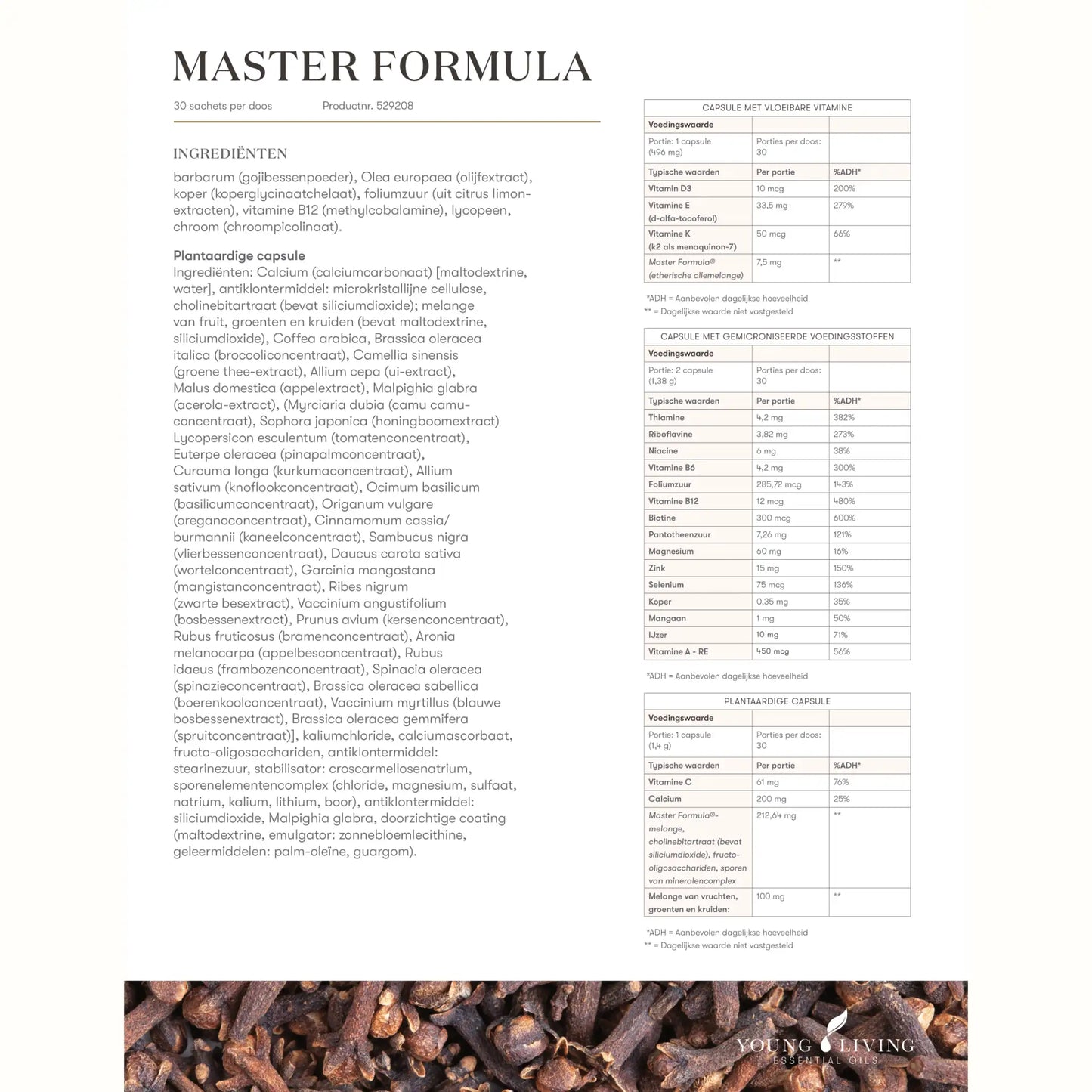 Young Living Master Formula: multivitamine met B12, D en zink ter ondersteuning bij langdurige vermoeidheid door long covid of burn-out.
