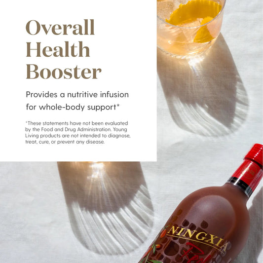 NingXia Red als natuurlijke health booster met verfrissende citrusdrank – ondersteunt je lichaam met voedingsstoffen uit wolfbes en essentiële oliën.
