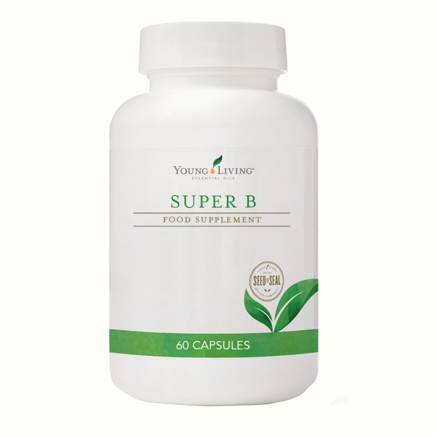 Super B van Young Living – B-complex supplement met natuurlijke folaat en methylcobalamine ter ondersteuning van energieproductie, mitochondriale functie, cognitieve helderheid en schildkliergezondheid.