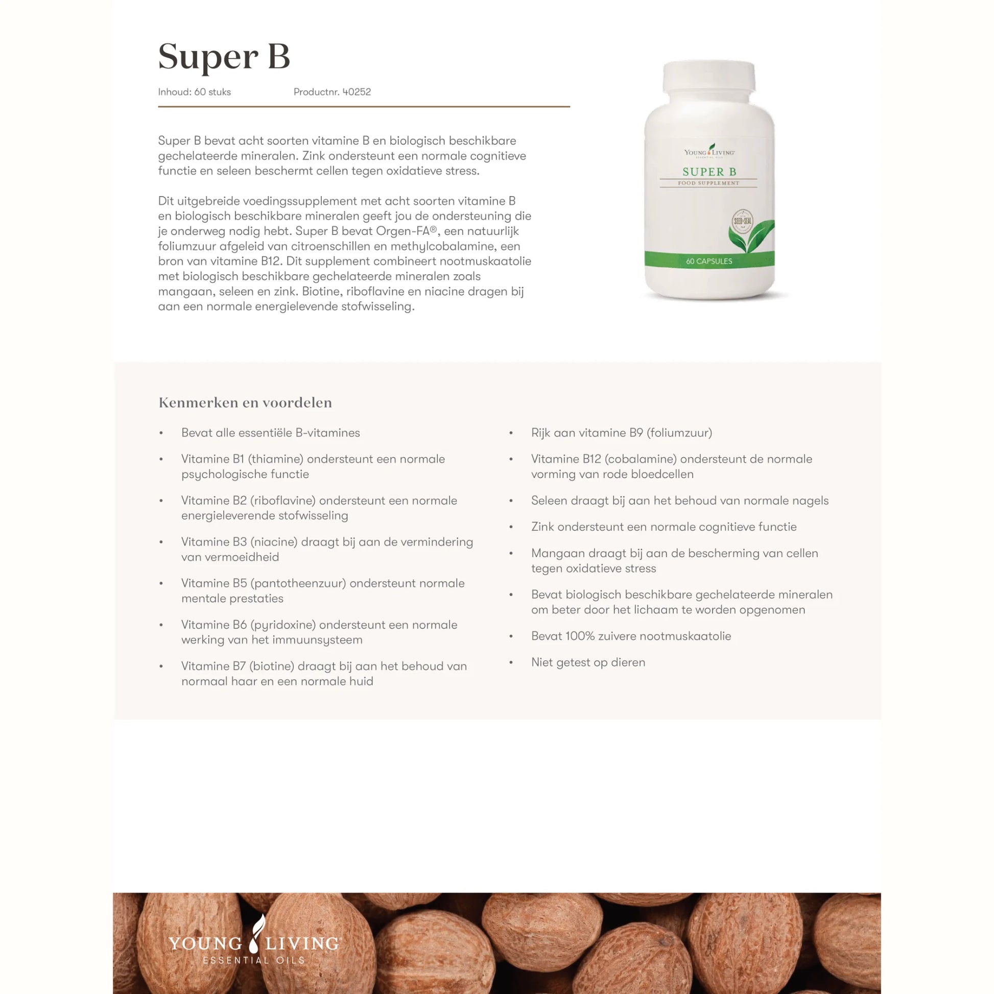 Super B van Young Living – vitamine B-complex met zink, selenium en foliumzuur voor sporters die hun herstel, energiehuishouding en mentale prestaties willen ondersteunen.