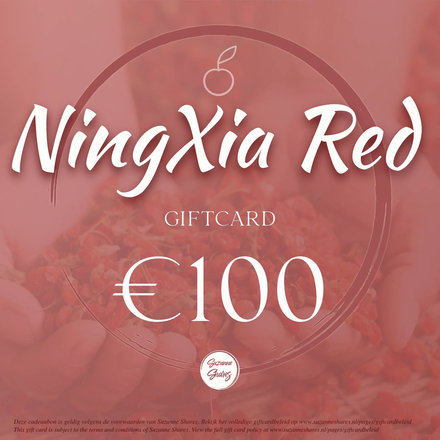 €100 NingXia Red giftcard – premium digitale cadeaubon voor natuurlijke ondersteuning van energie, celgezondheid en herstel.
