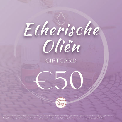 €50 digitale giftcard van Suzanne Shares – vrij te besteden aan etherische oliën, blends en wellnessproducten van Young Living.