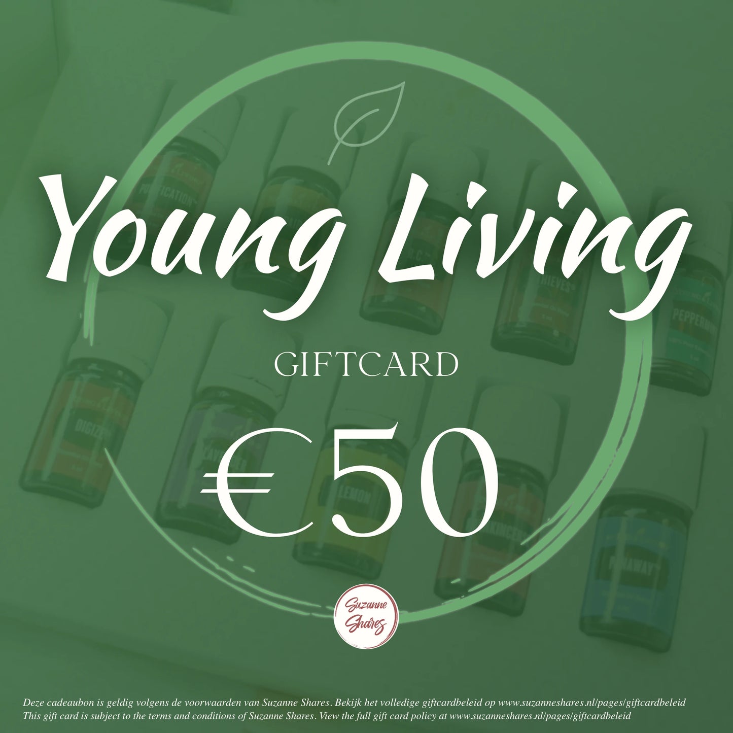 €50 digitale cadeaubon voor Young Living producten – geef balans, ontspanning en natuurlijke ondersteuning via Suzanne Shares.