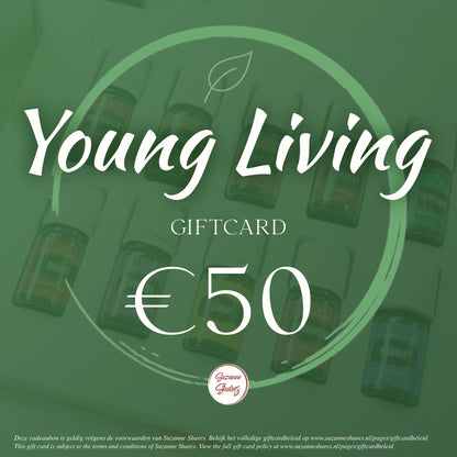 €50 digitale cadeaubon voor Young Living producten – geef balans, ontspanning en natuurlijke ondersteuning via Suzanne Shares.