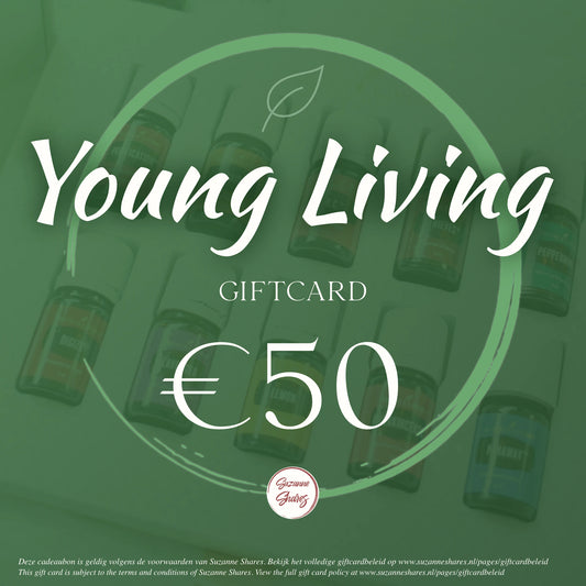 €50 digitale cadeaubon voor Young Living producten – geef balans, ontspanning en natuurlijke ondersteuning via Suzanne Shares.