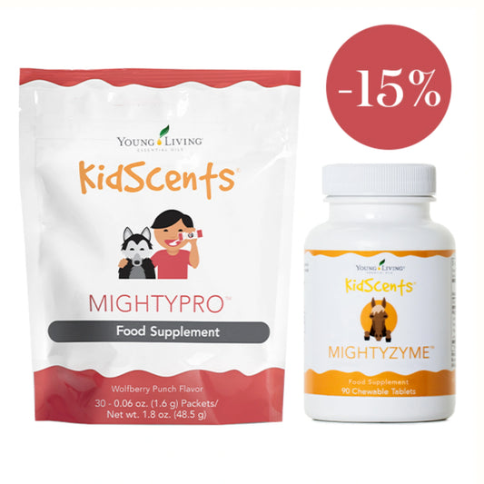 KidScents MightyPro en MightyZyme in kortingsbundel – natuurlijke ondersteuning bij allergieën, ADD, eczeem en een gezonde spijsvertering.