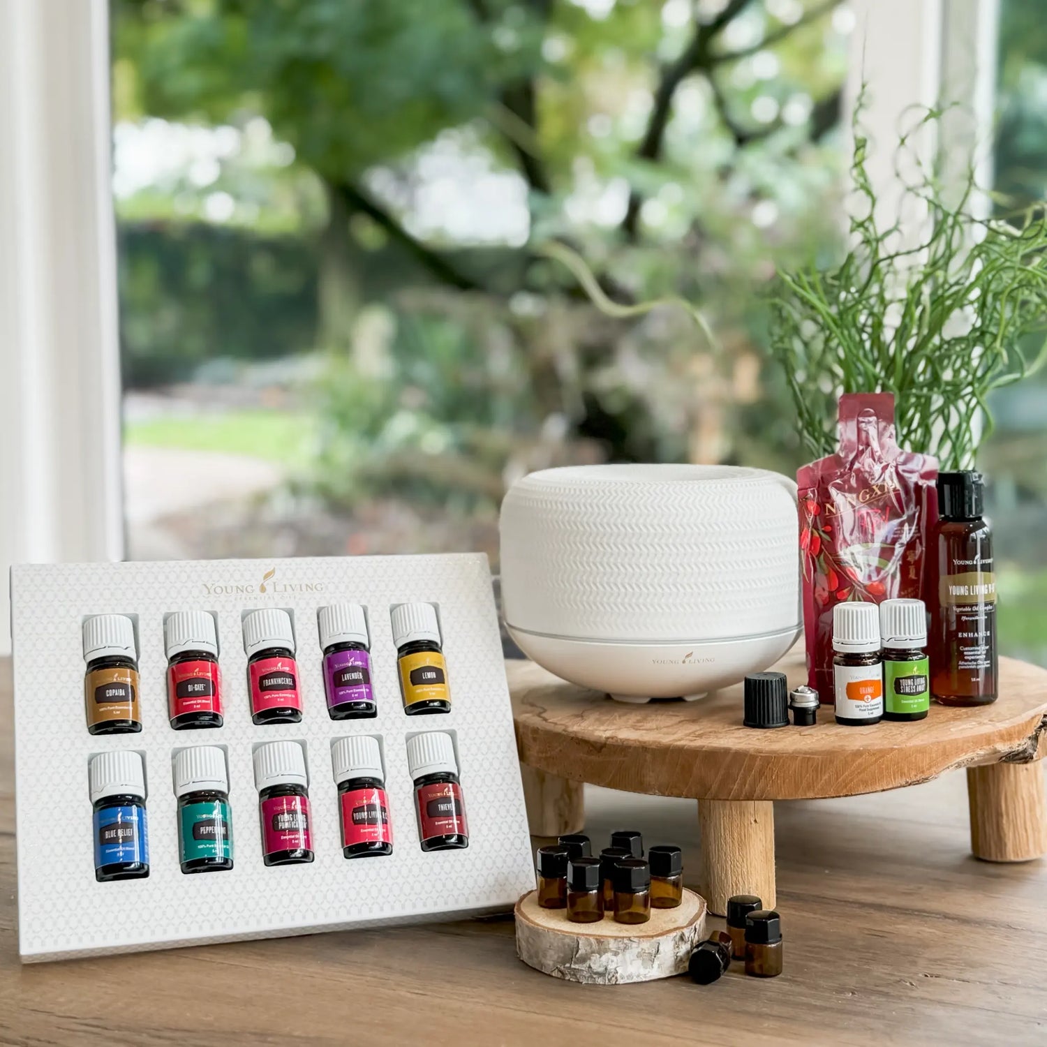 Young Living Macaron diffuser van keramiek, een stijlvolle en natuurlijke geurverspreider voor aromatherapie in een modern interieur