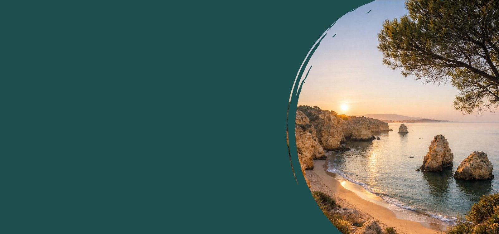 Peaceful Algarve coastline at sunrise symbolising natural long-term recovery and holistic health support.