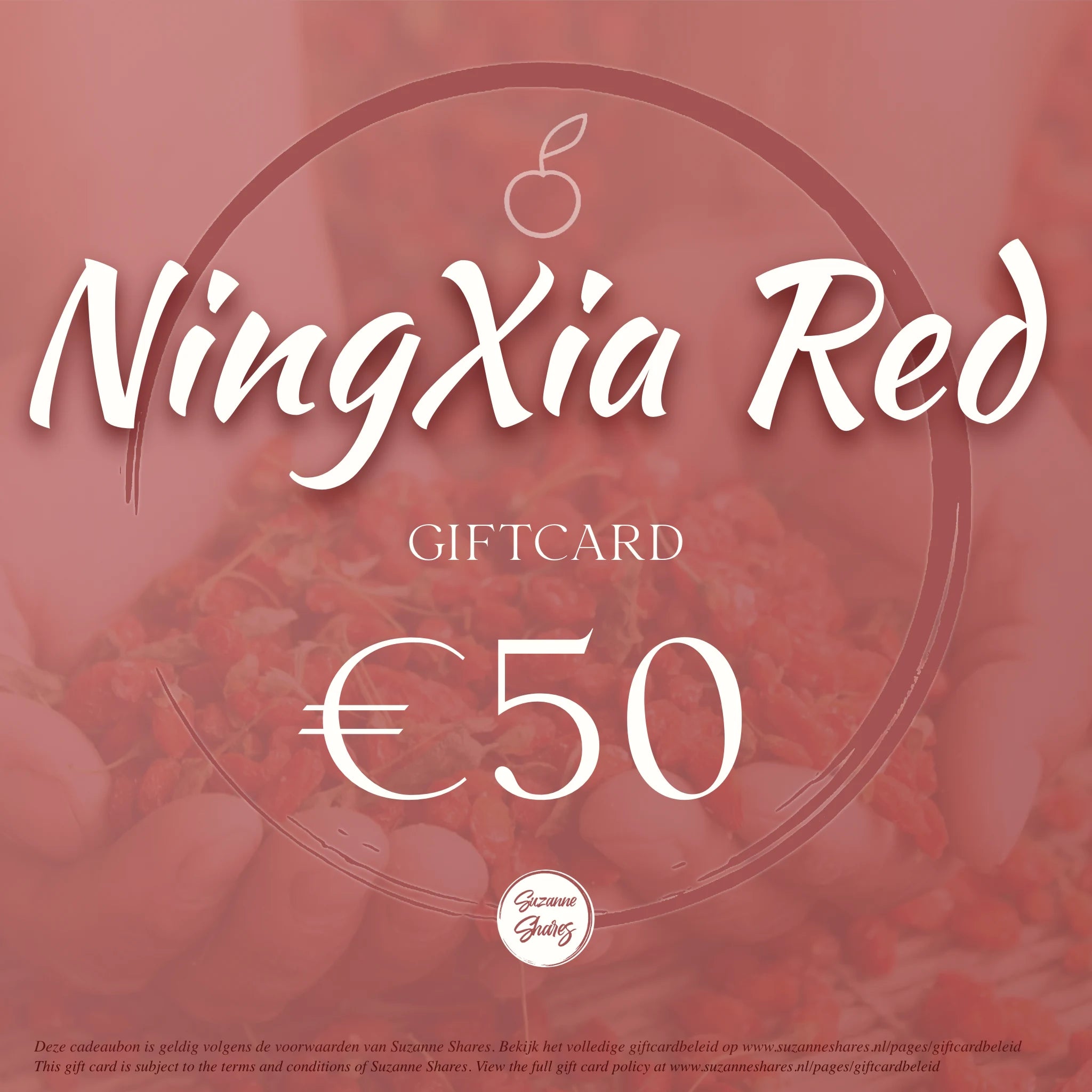 €50 giftcard voor NingXia Red – geef een krachtige, natuurlijke gezondheidsboost cadeau met deze digitale bon van Suzanne Shares.