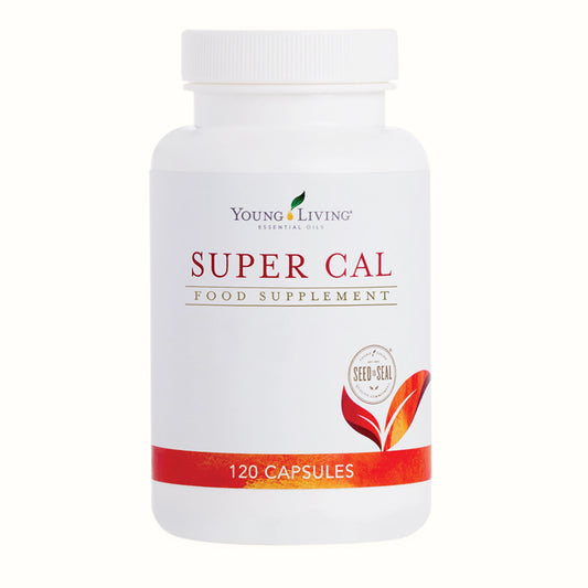 Pot Young Living Super Cal met 120 capsules – natuurlijk supplement voor botgezondheid en ondersteuning bij rusteloze benen.