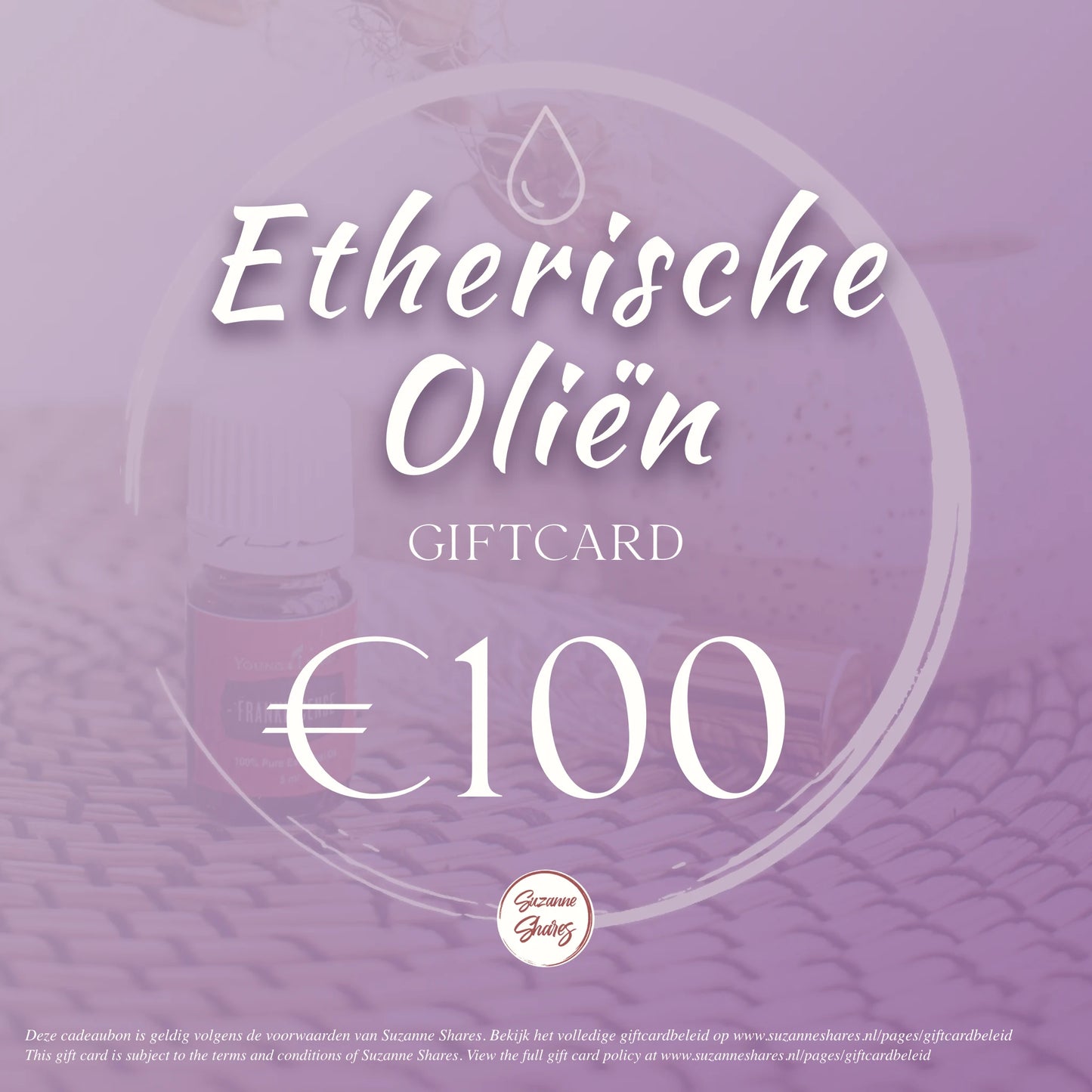 €100 giftcard voor etherische oliën – premium digitale cadeaubon voor natuurlijke gezondheid, aromatherapie en holistische ondersteuning.