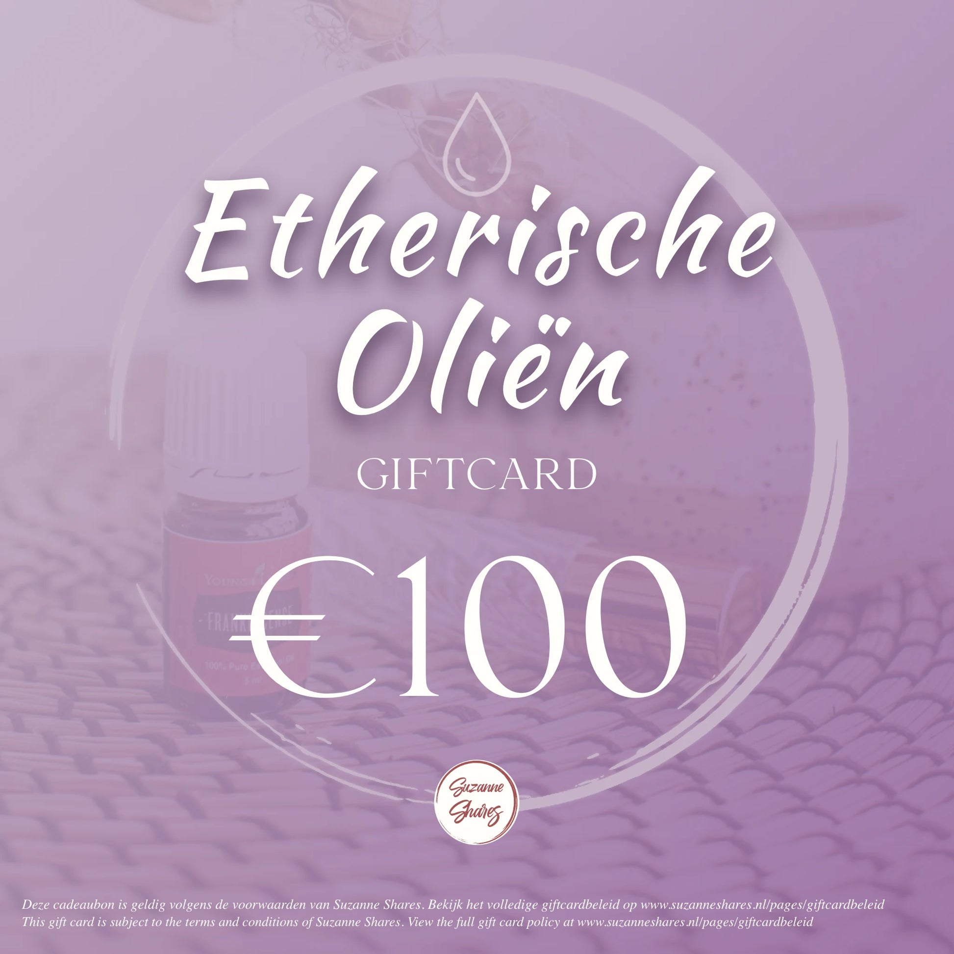 €100 giftcard voor etherische oliën – premium digitale cadeaubon voor natuurlijke gezondheid, aromatherapie en holistische ondersteuning.
