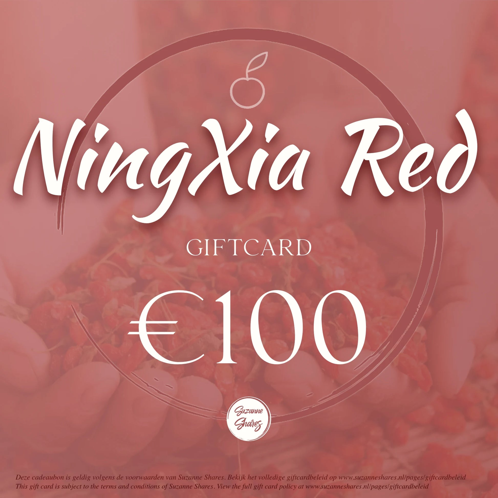 €100 NingXia Red giftcard – premium digitale cadeaubon voor natuurlijke ondersteuning van energie, celgezondheid en herstel.