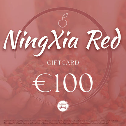 €100 NingXia Red giftcard – premium digitale cadeaubon voor natuurlijke ondersteuning van energie, celgezondheid en herstel.