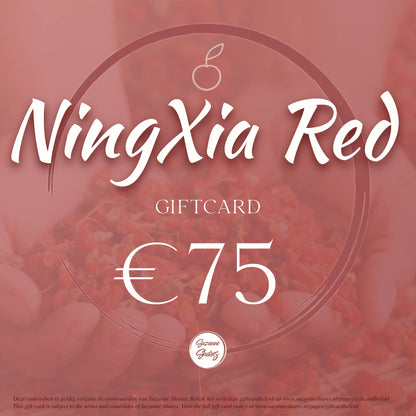 Digitale giftcard van €75 – perfect voor het kopen van NingXia Red supplementen, rijke antioxidanten en dagelijkse vitaliteit.