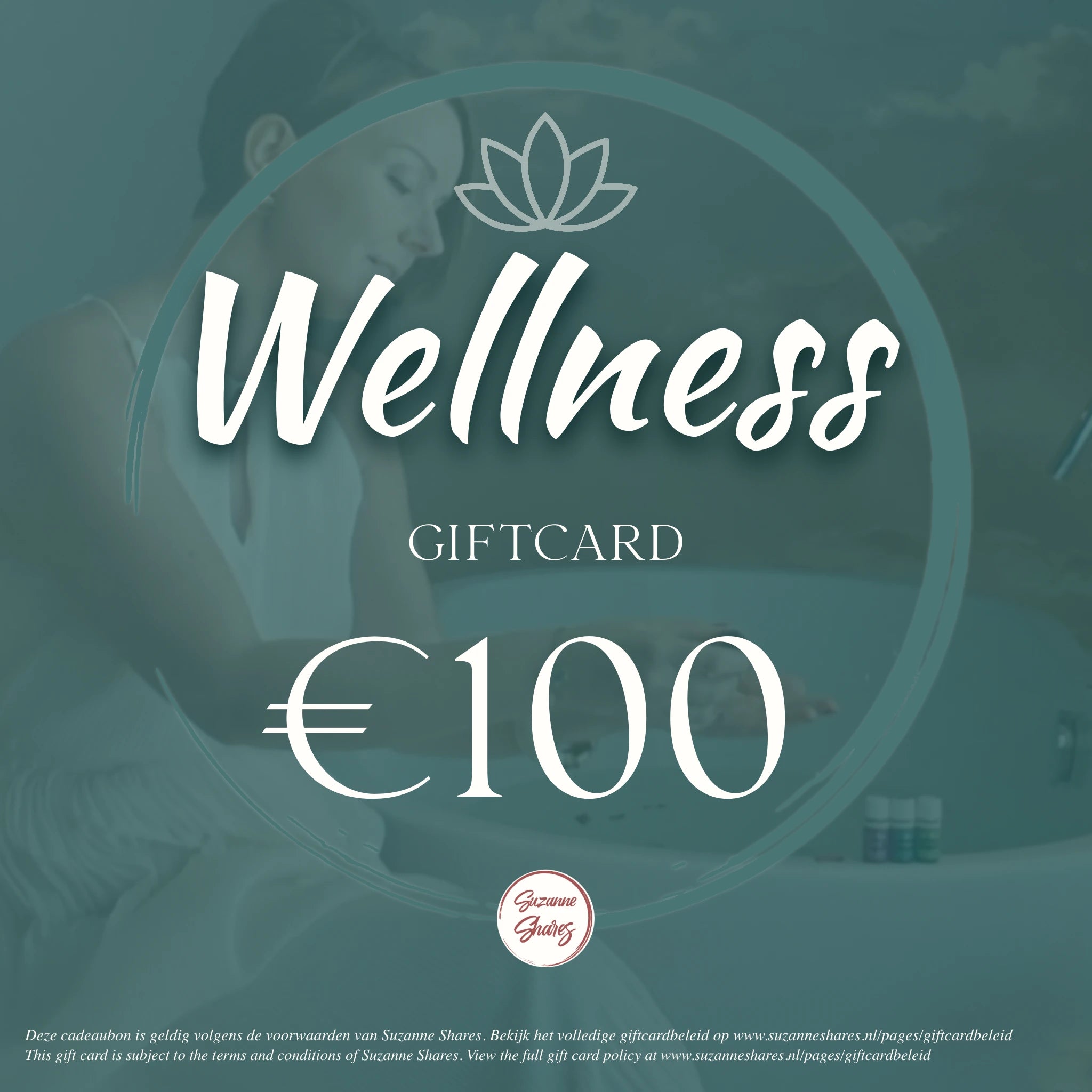 €100 digitale wellness giftcard – een luxe cadeau voor ontspanning, rust en natuurlijke gezondheid via de webshop van Suzanne Shares.