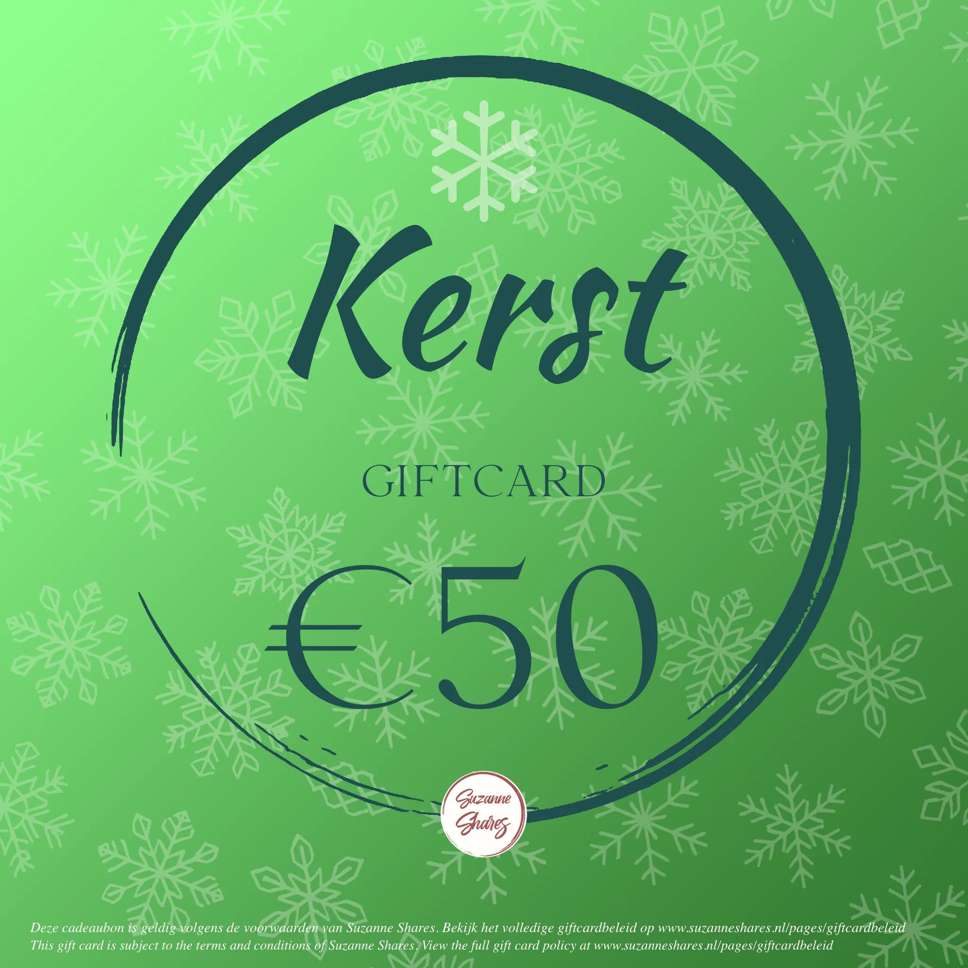 €50 kerst giftcard van Suzanne Shares – digitale waardebon voor natuurlijke gezondheid, essentiële oliën en coaching met Young Living.