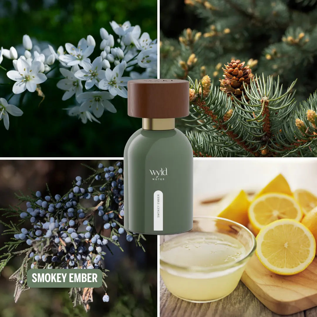 Geurprofiel van Wyld Notes Smokey Ember met citrus, jeneverbes, naaldhout en botanische ingrediënten.