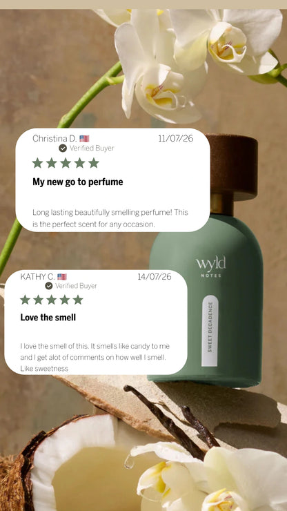 Reviews van verified buyers over Wyld Notes Sweet Decadence parfum met vanille, kokos en orchideeën.