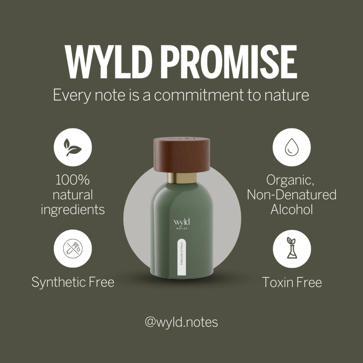 Wyld Promise visual met informatie over natuurlijke ingrediënten, organische alcohol en ingredient transparency.