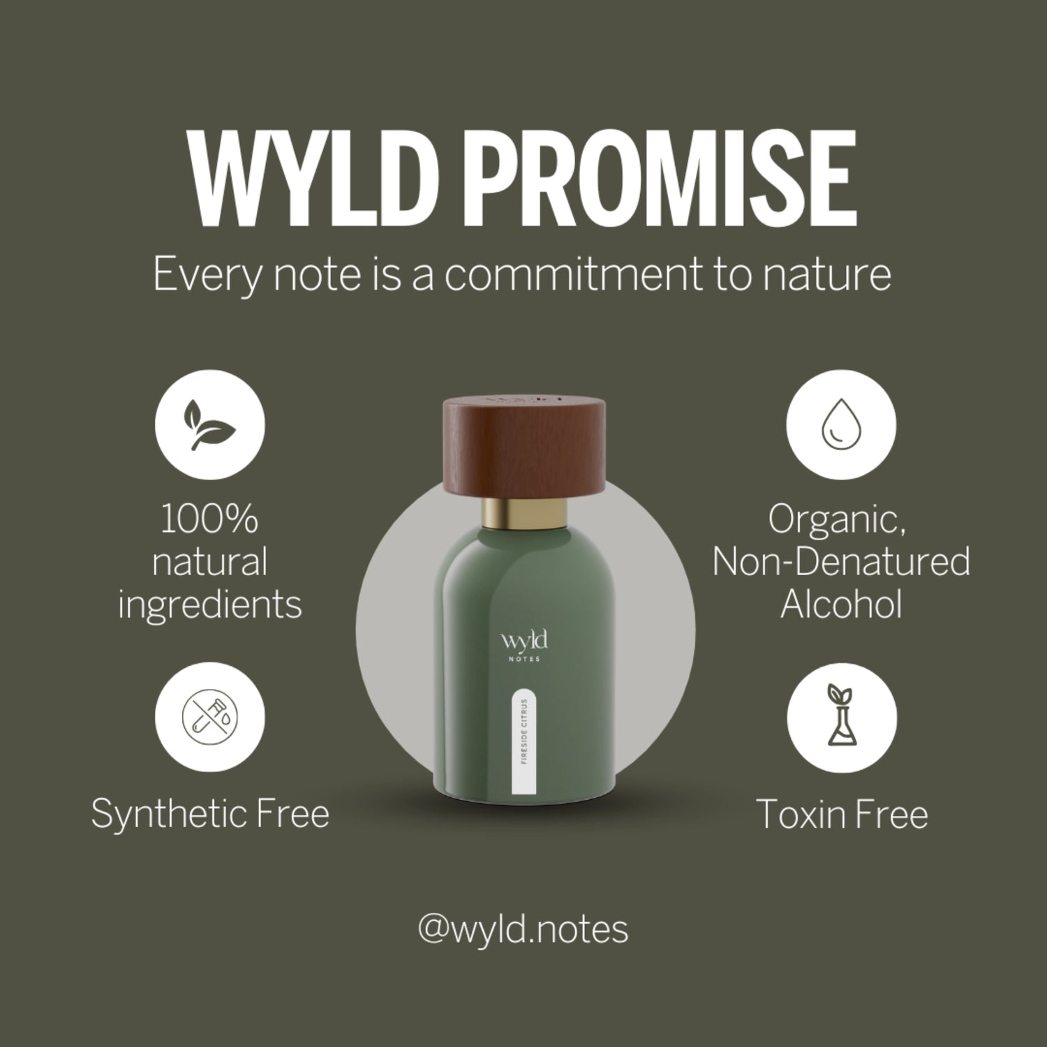Wyld Promise visual met informatie over natuurlijke ingrediënten, organische alcohol en ingredient transparency.